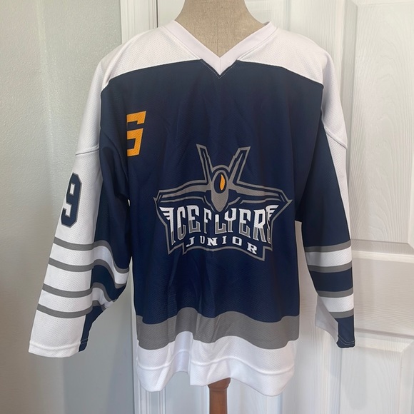 Pensacola Junior ice Flyers hockey jersey military jet blue adult size small S - Picture 1 of 10